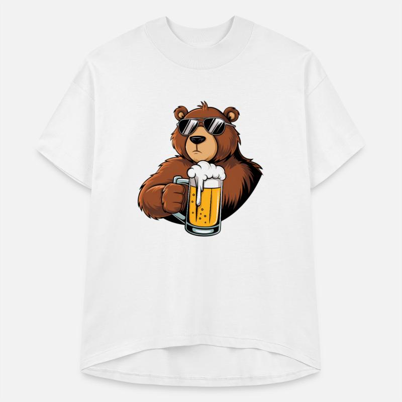 Cool Bear Drinking Beer Digital Art Funny Bee