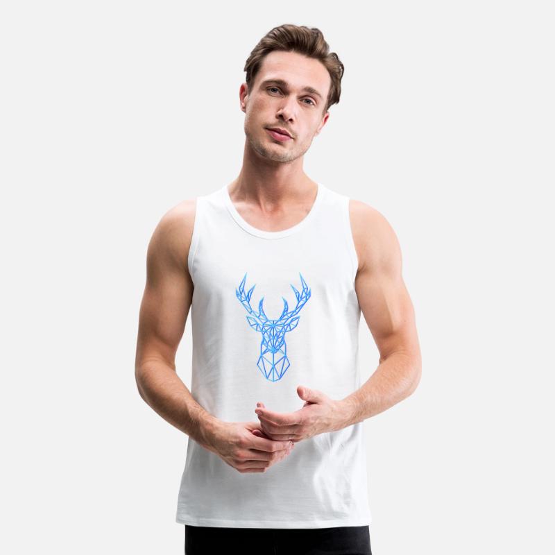 Deer Head Geometric Polygon Neon Blue Antlers
