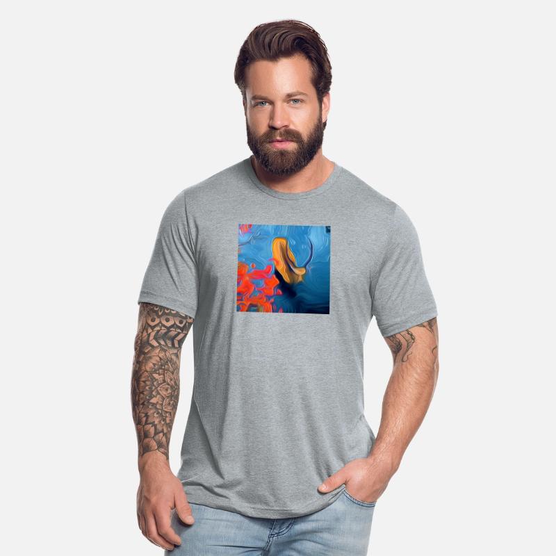 stag in the river digital art abstract painting