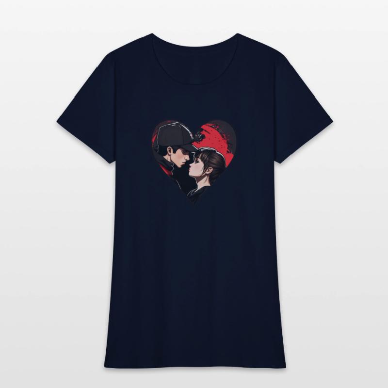 Street art: couple in love in the shape of a heart