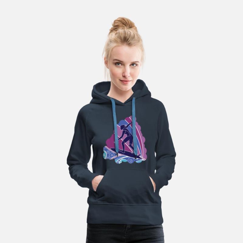 Surfing Girl with Vibrant Waves