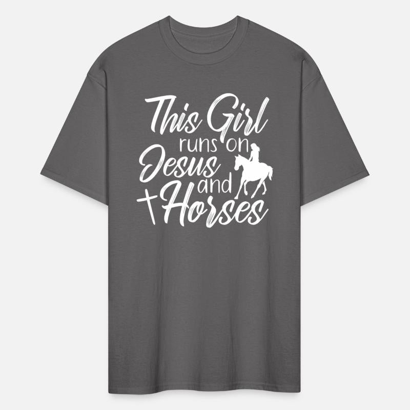 This Girl Runs On Jesus and Horses Religious Shirt