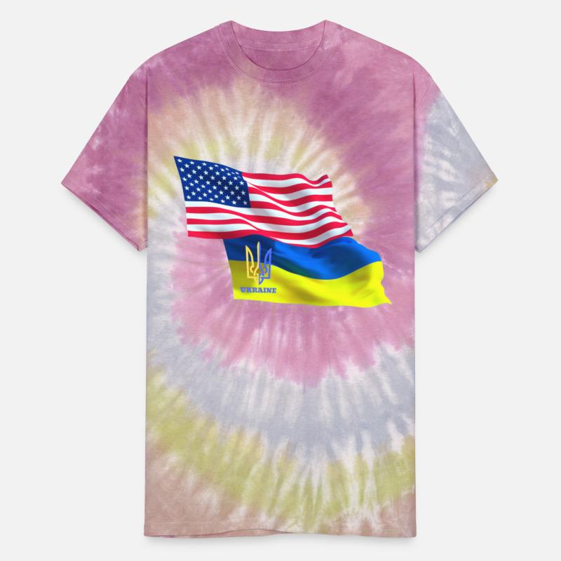 USA flag, Ukrainian emblem, Ukraine