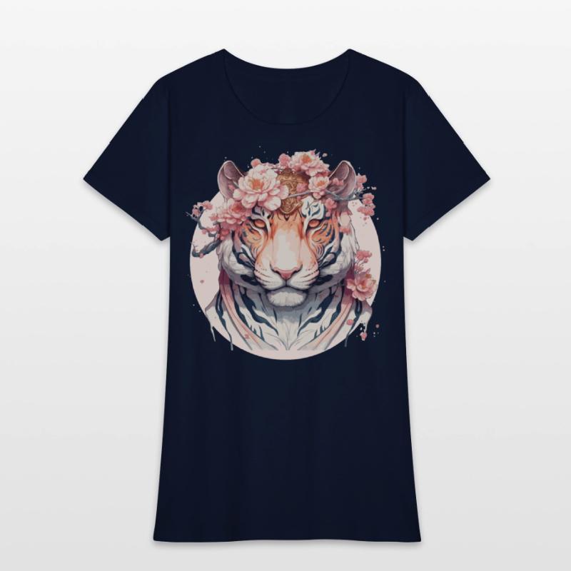 Watercolor Flower Tiger Chinese Zodiac Animal Sign