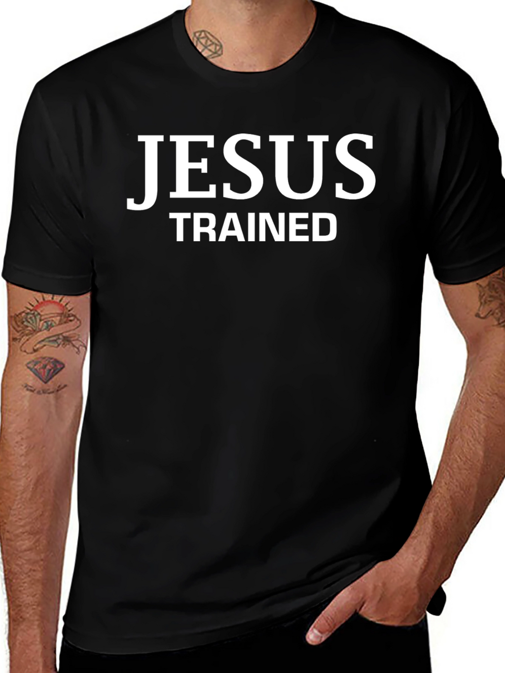 Jesus Trained Graphic Black T-Shirt