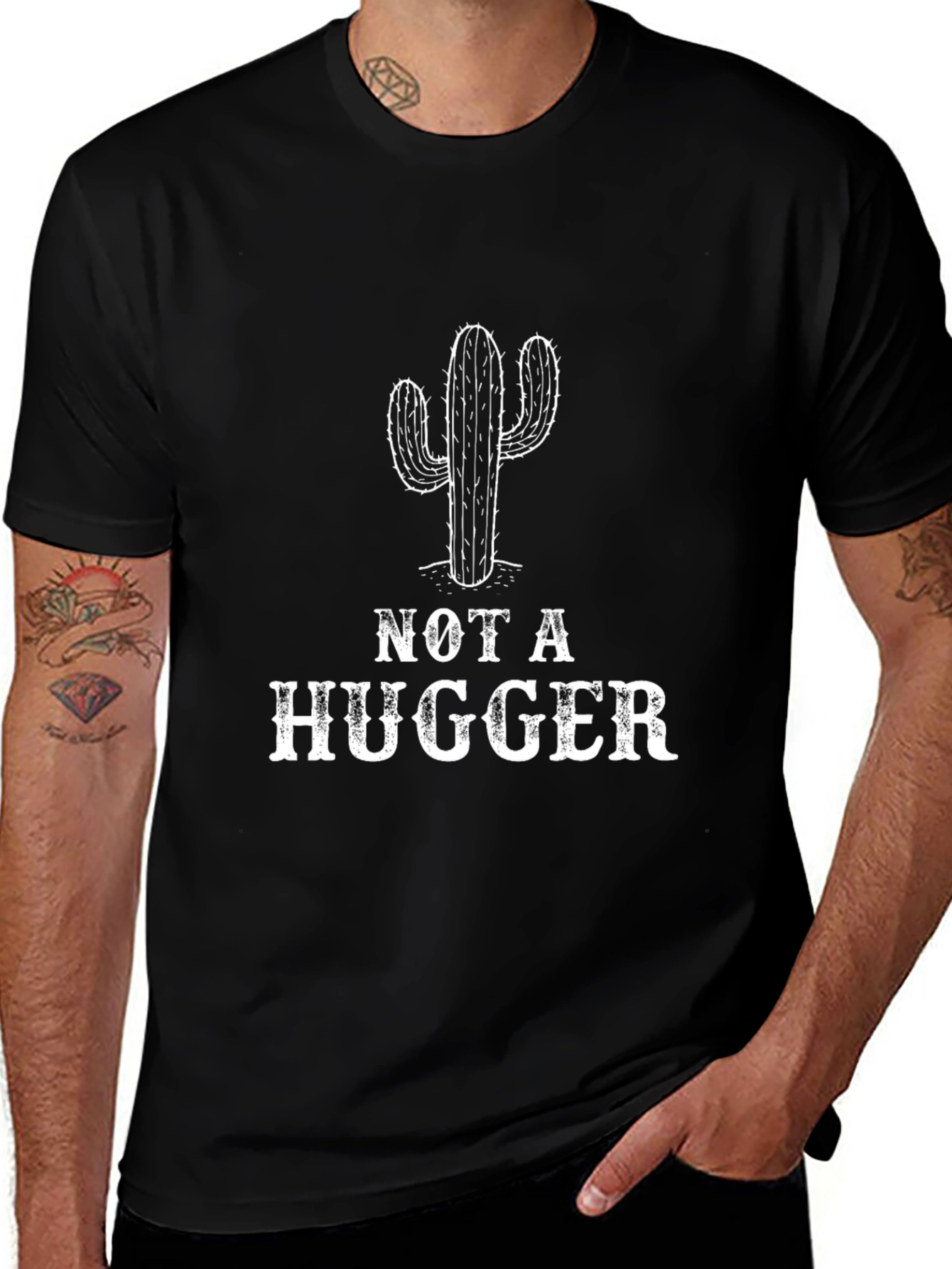 Not A Hugger Cactus Graphic T-Shirt - Unisex Cotton Tee