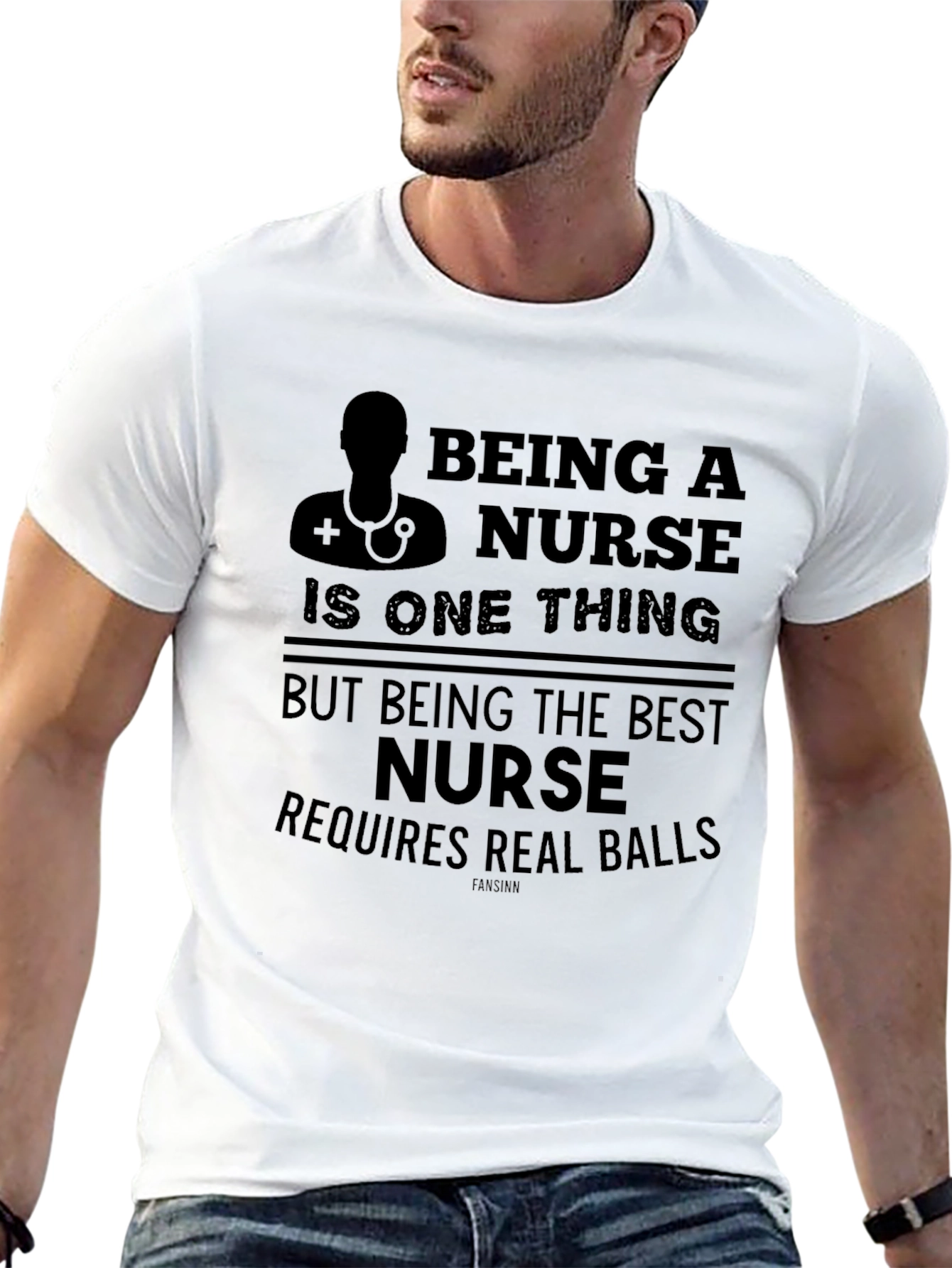 Being a Nurse Graphic Tee: Requires Real Balls T-Shirt