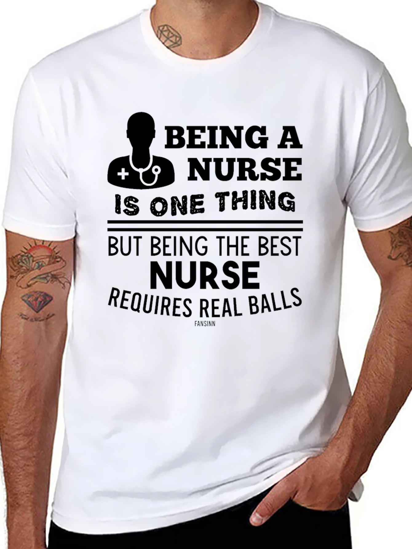 Being a Nurse Graphic Tee: Requires Real Balls T-Shirt