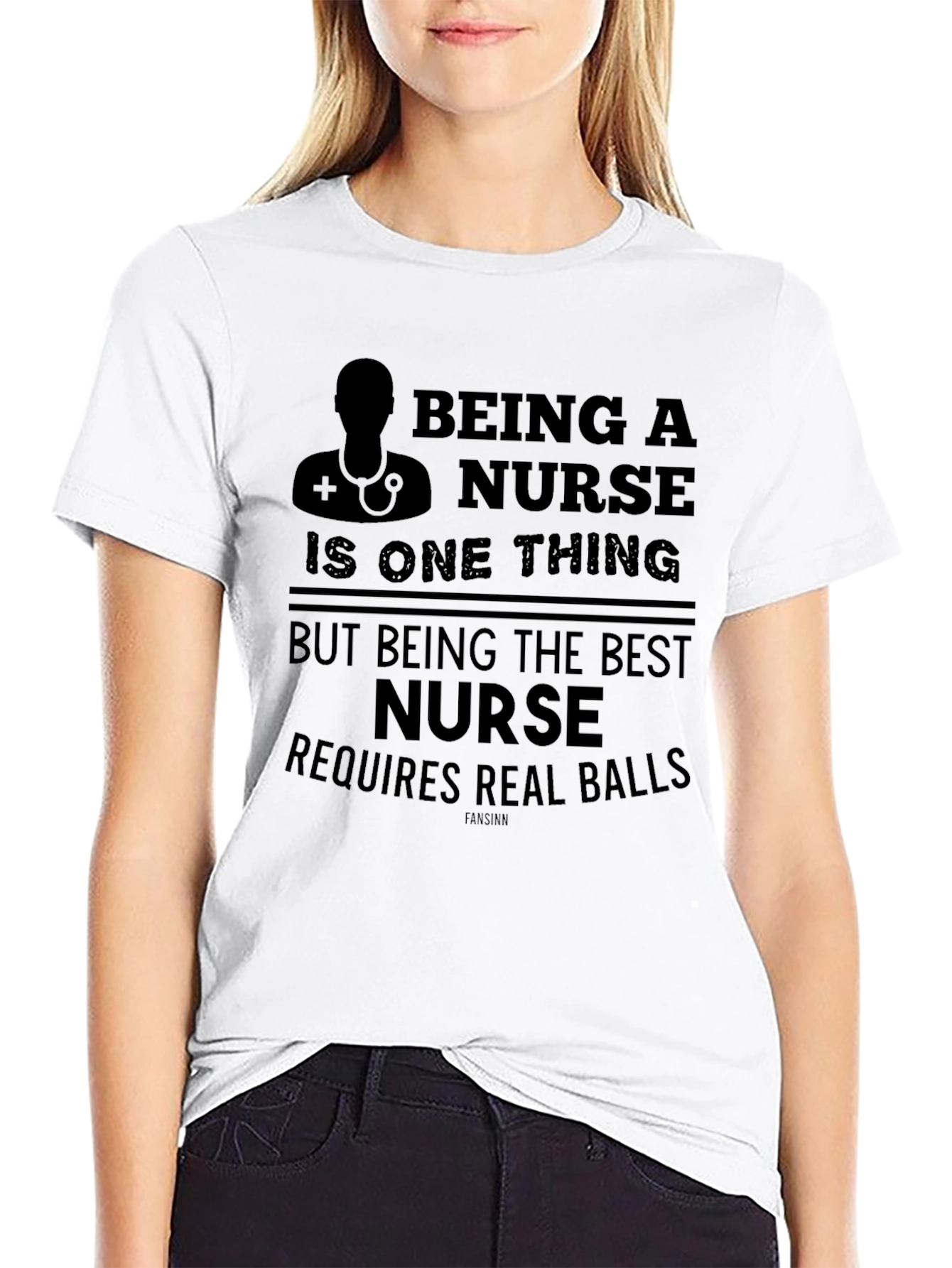 Being a Nurse Graphic Tee: Requires Real Balls T-Shirt