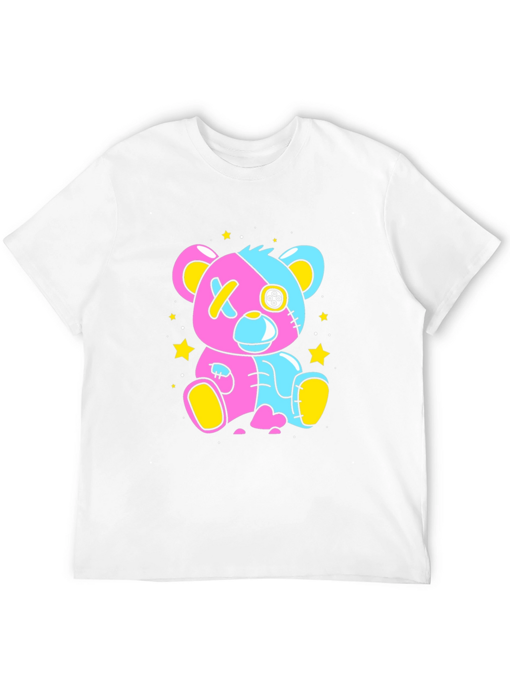 Two-Tone Teddy Bear Graphic T-Shirt - Unique Design