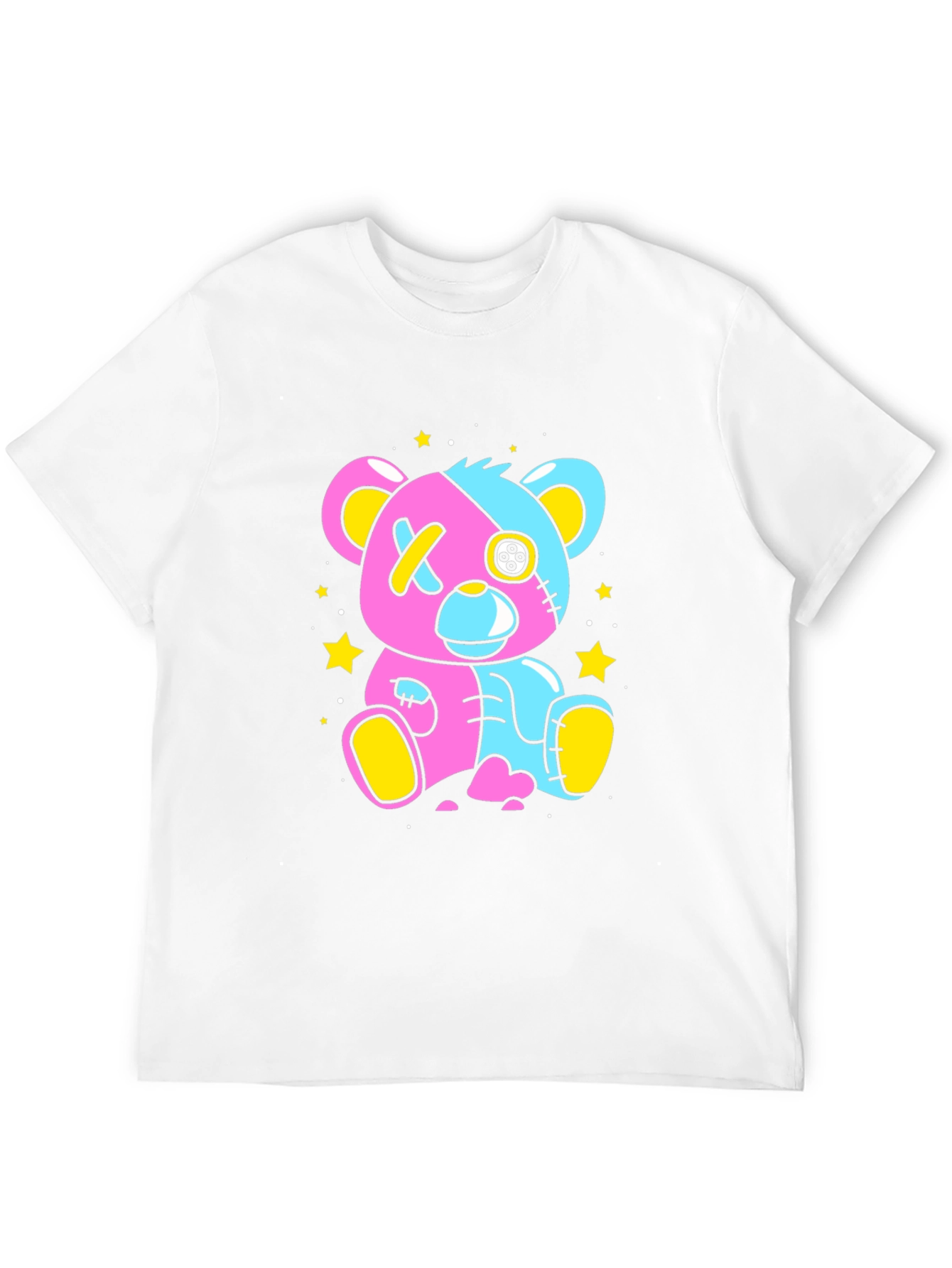 Two-Tone Teddy Bear Graphic T-Shirt - Unique Design