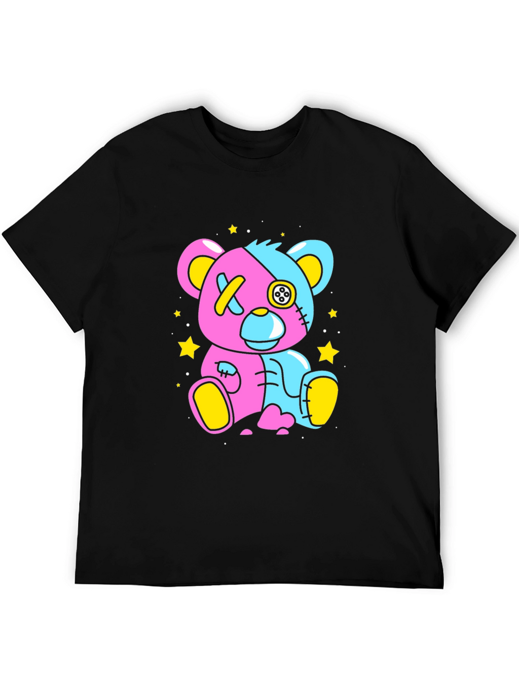 Two-Tone Teddy Bear Graphic T-Shirt - Unique Design