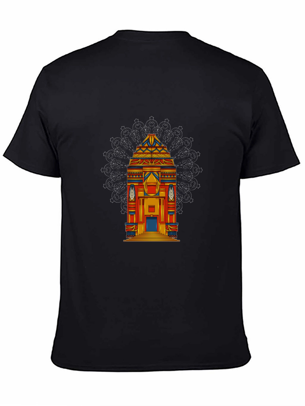 Vibrant Temple Graphic Tee - Black