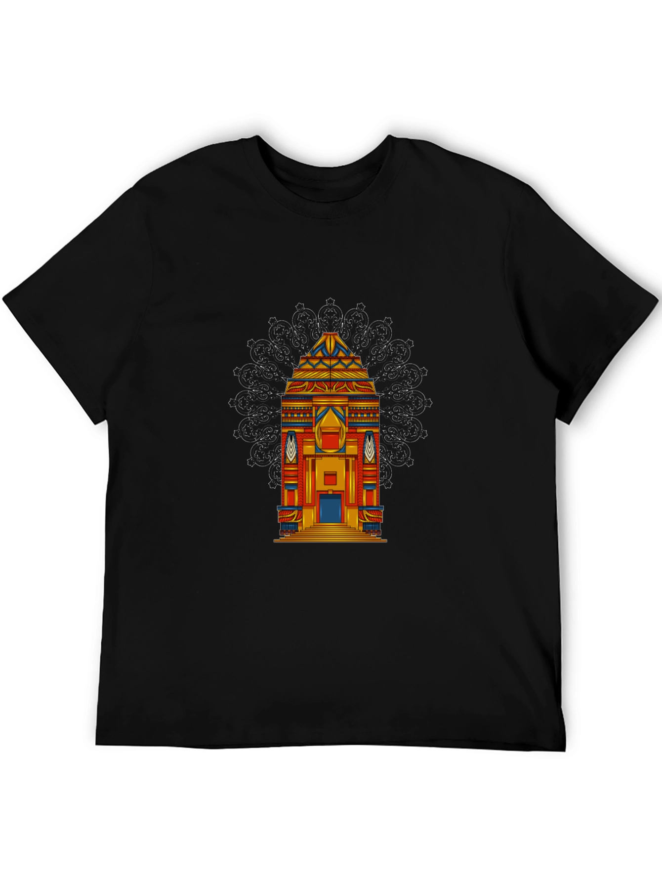 Vibrant Temple Graphic Tee - Black