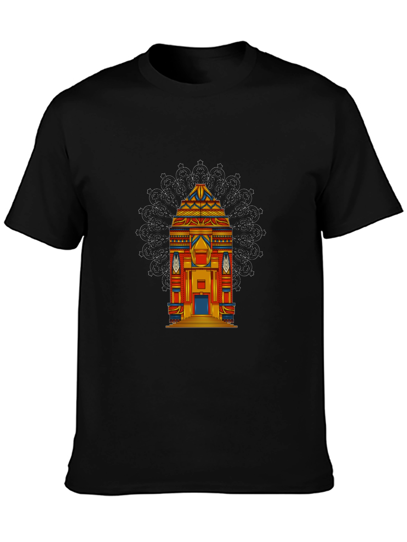 Vibrant Temple Graphic Tee - Black