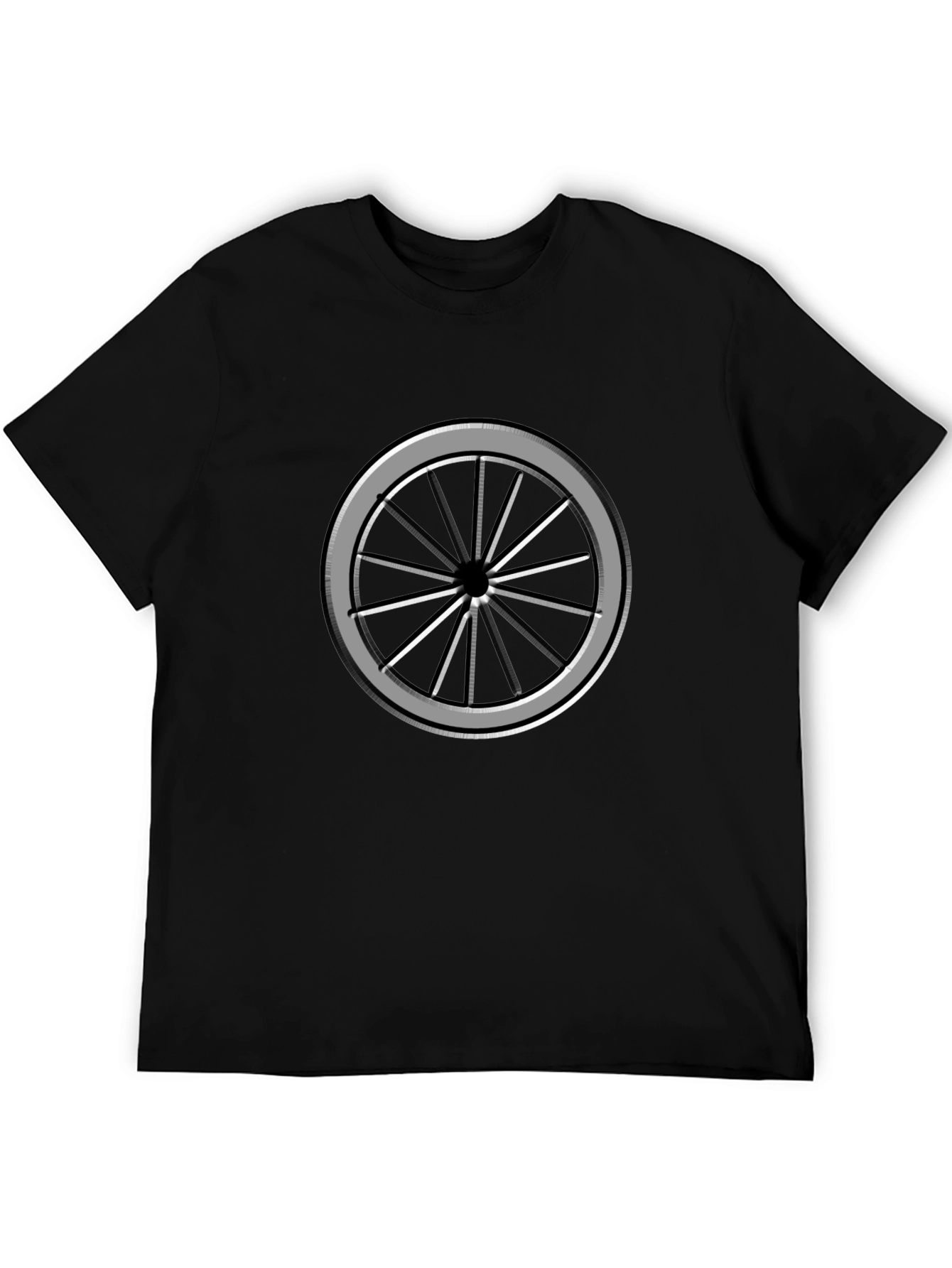 Wheel Graphic Black Tee - Modern Casual Style