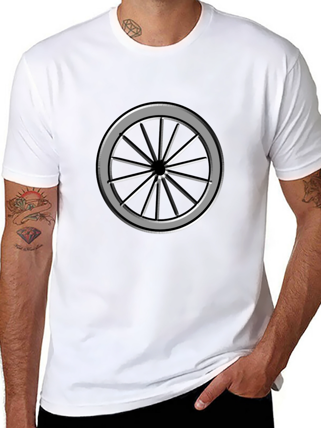 Wheel Graphic Black Tee - Modern Casual Style