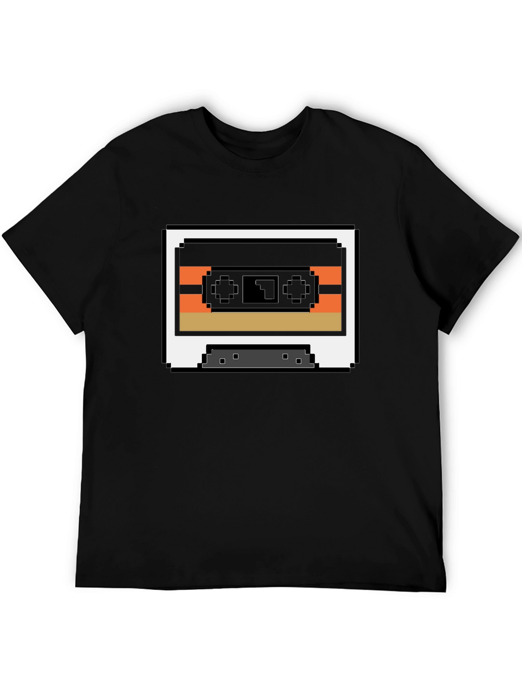 Retro 8-Bit Cassette Tape Graphic Tee - Black