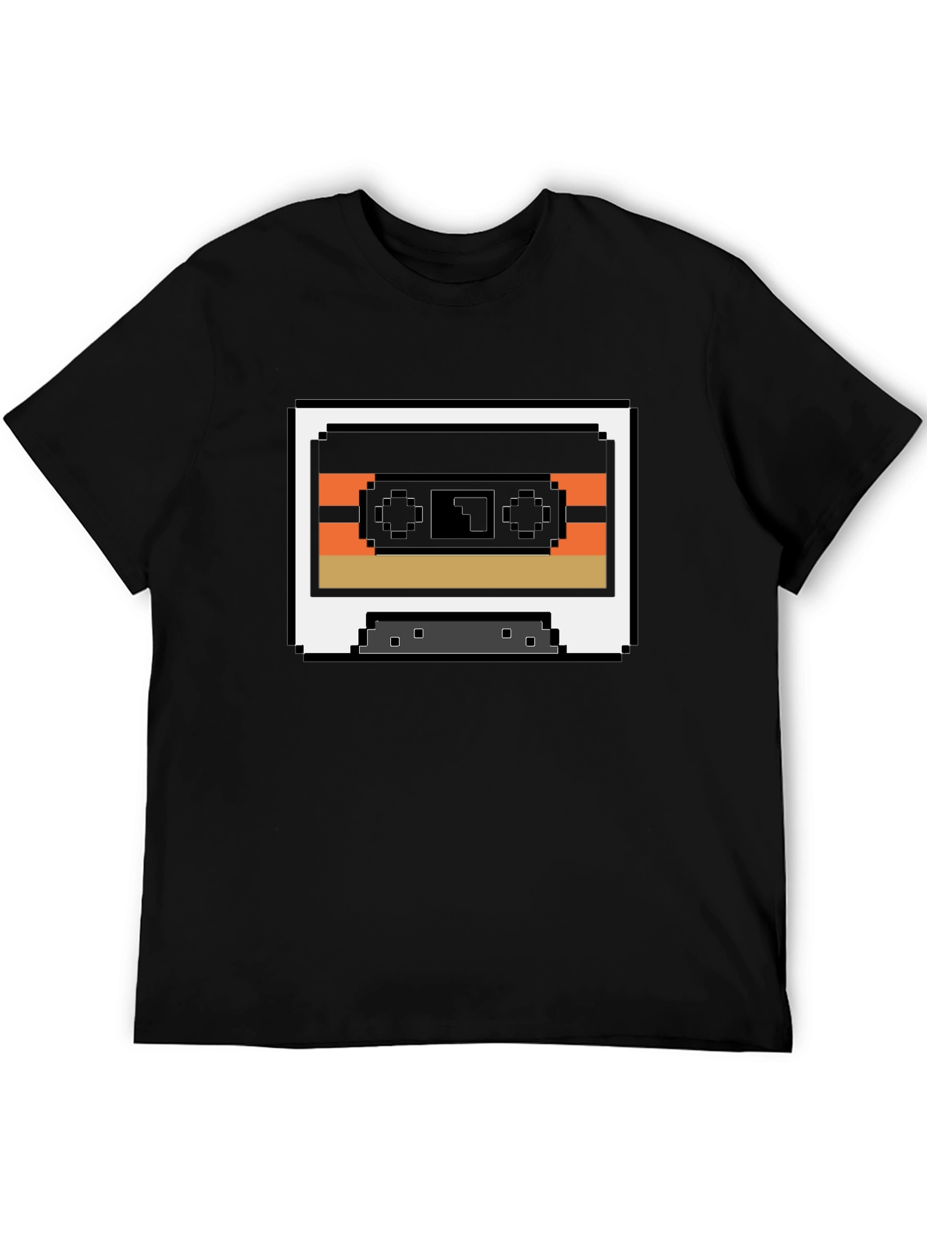 Retro 8-Bit Cassette Tape Graphic Tee - Black