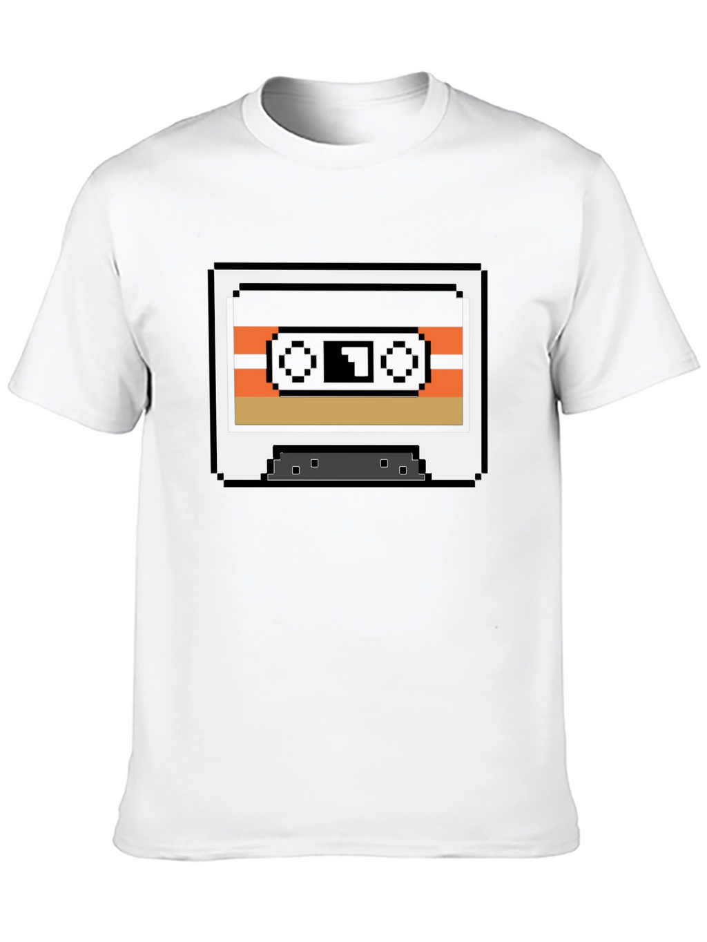 Retro 8-Bit Cassette Tape Graphic Tee - Black