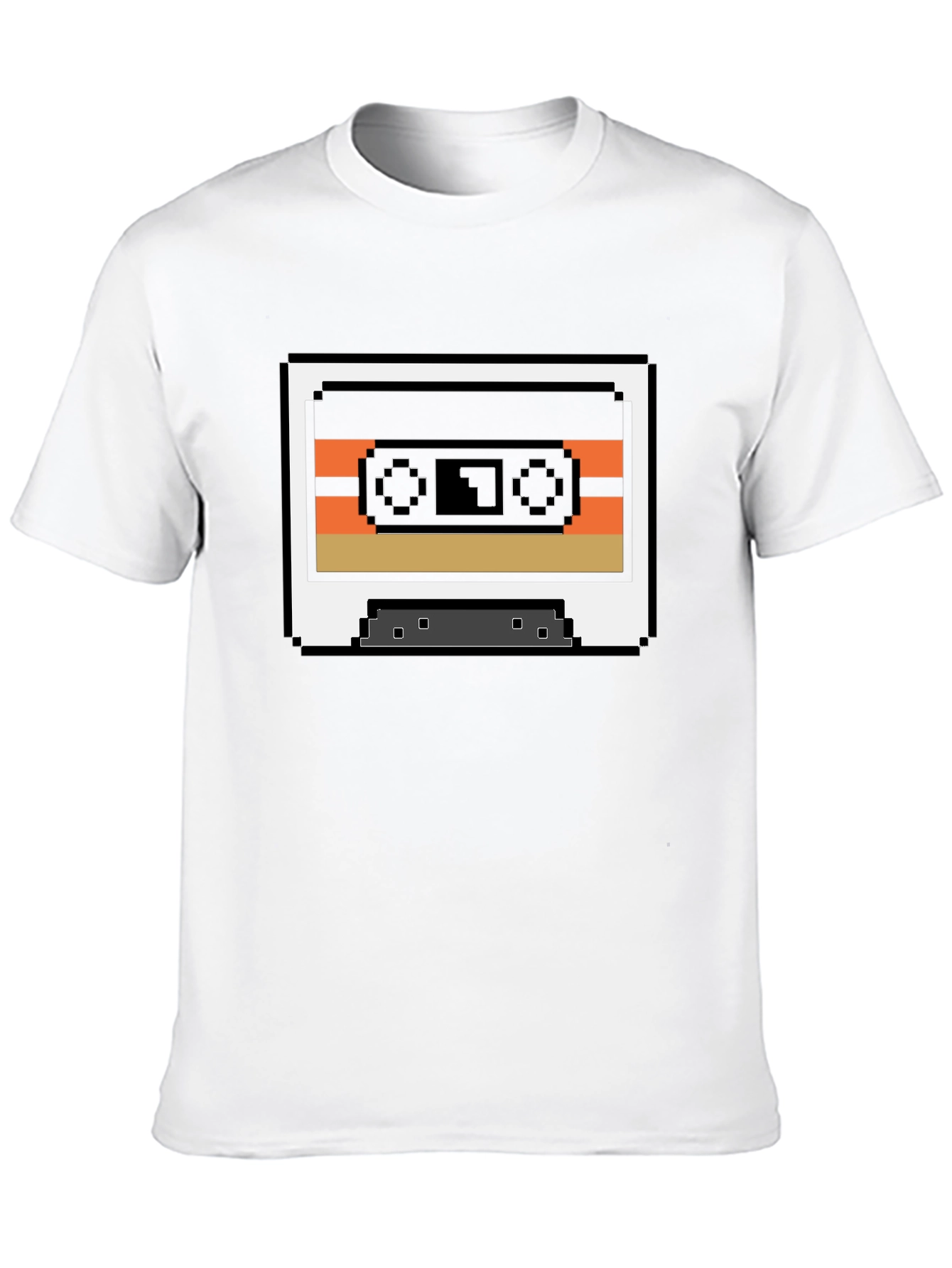Retro 8-Bit Cassette Tape Graphic Tee - Black