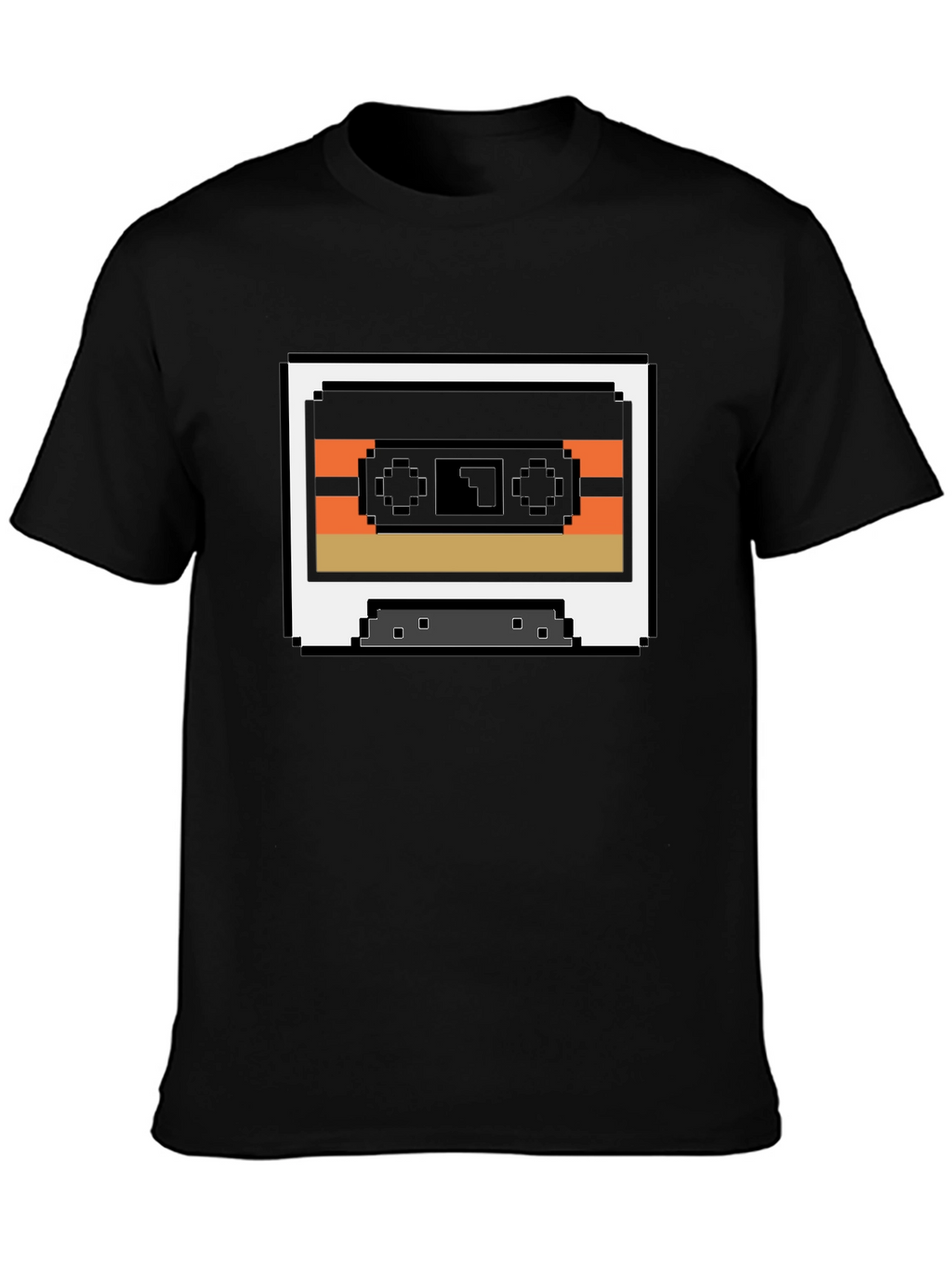 Retro 8-Bit Cassette Tape Graphic Tee - Black