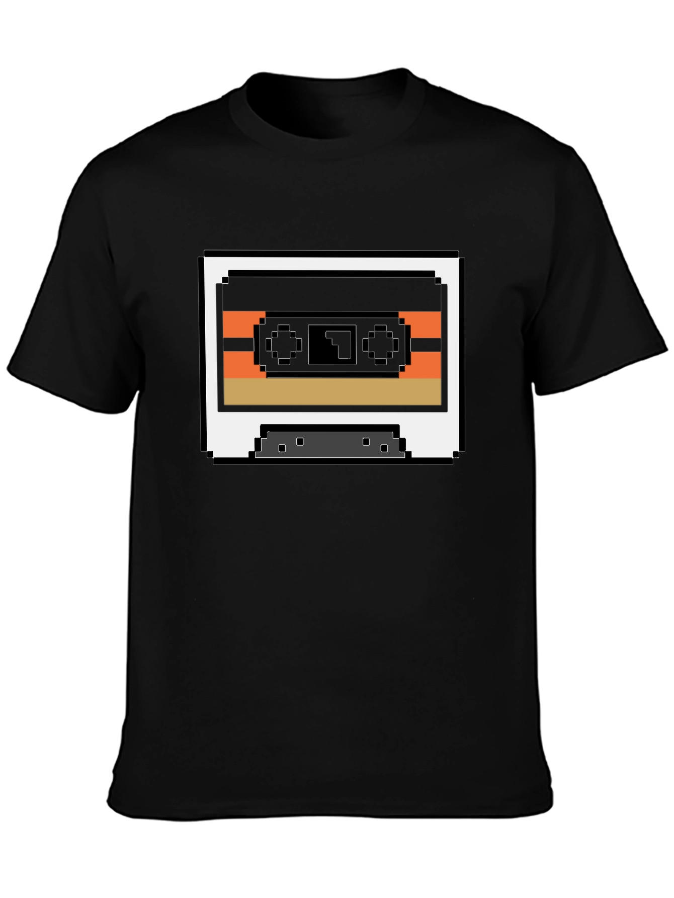 Retro 8-Bit Cassette Tape Graphic Tee - Black