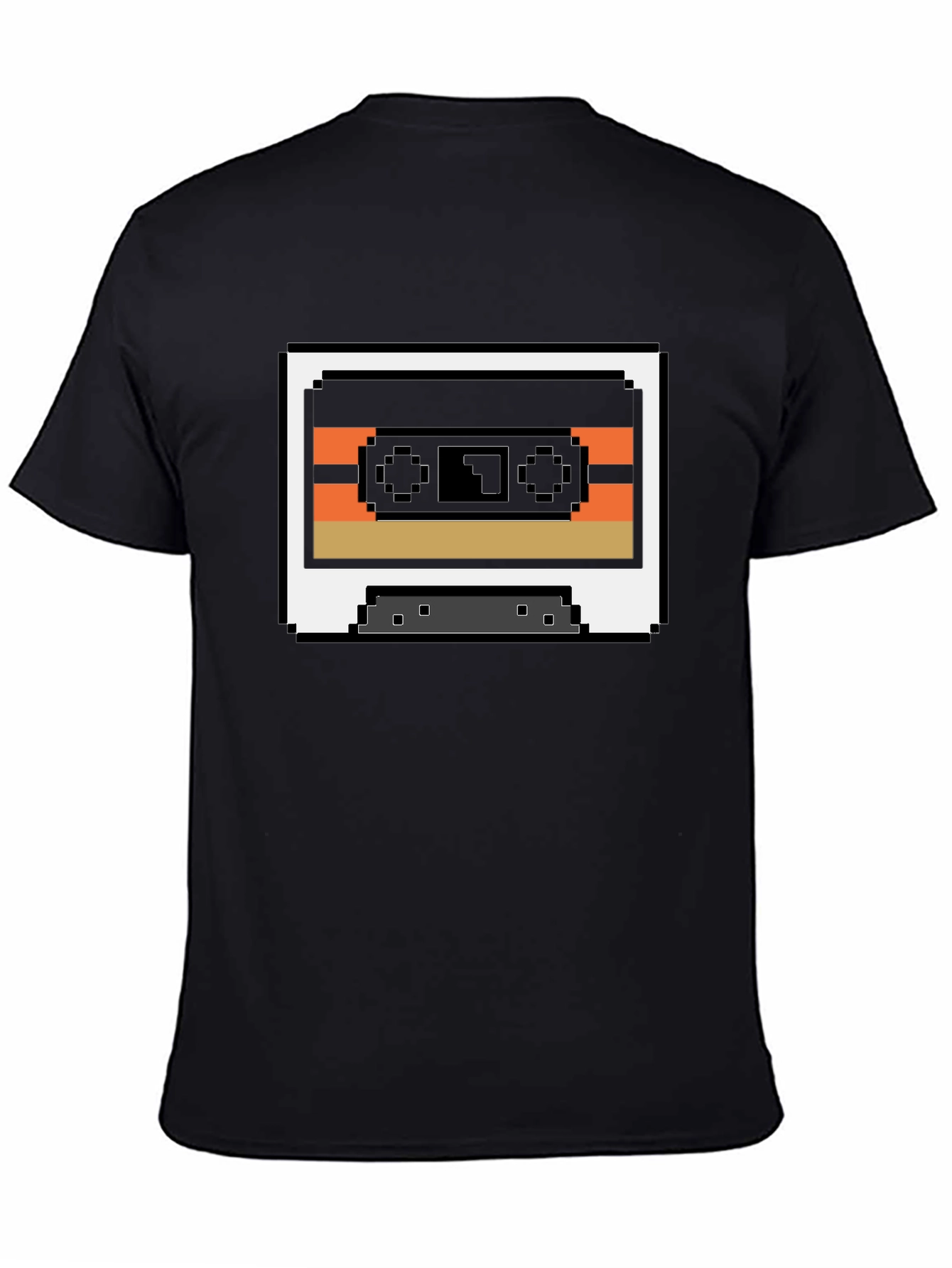 Retro 8-Bit Cassette Tape Graphic Tee - Black