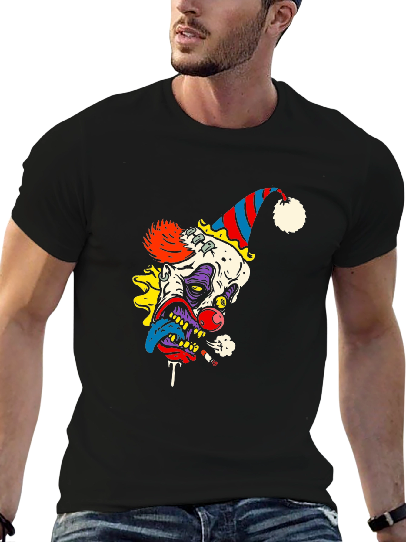 Creepy Clown Graphic Tee - Black Cotton Shirt