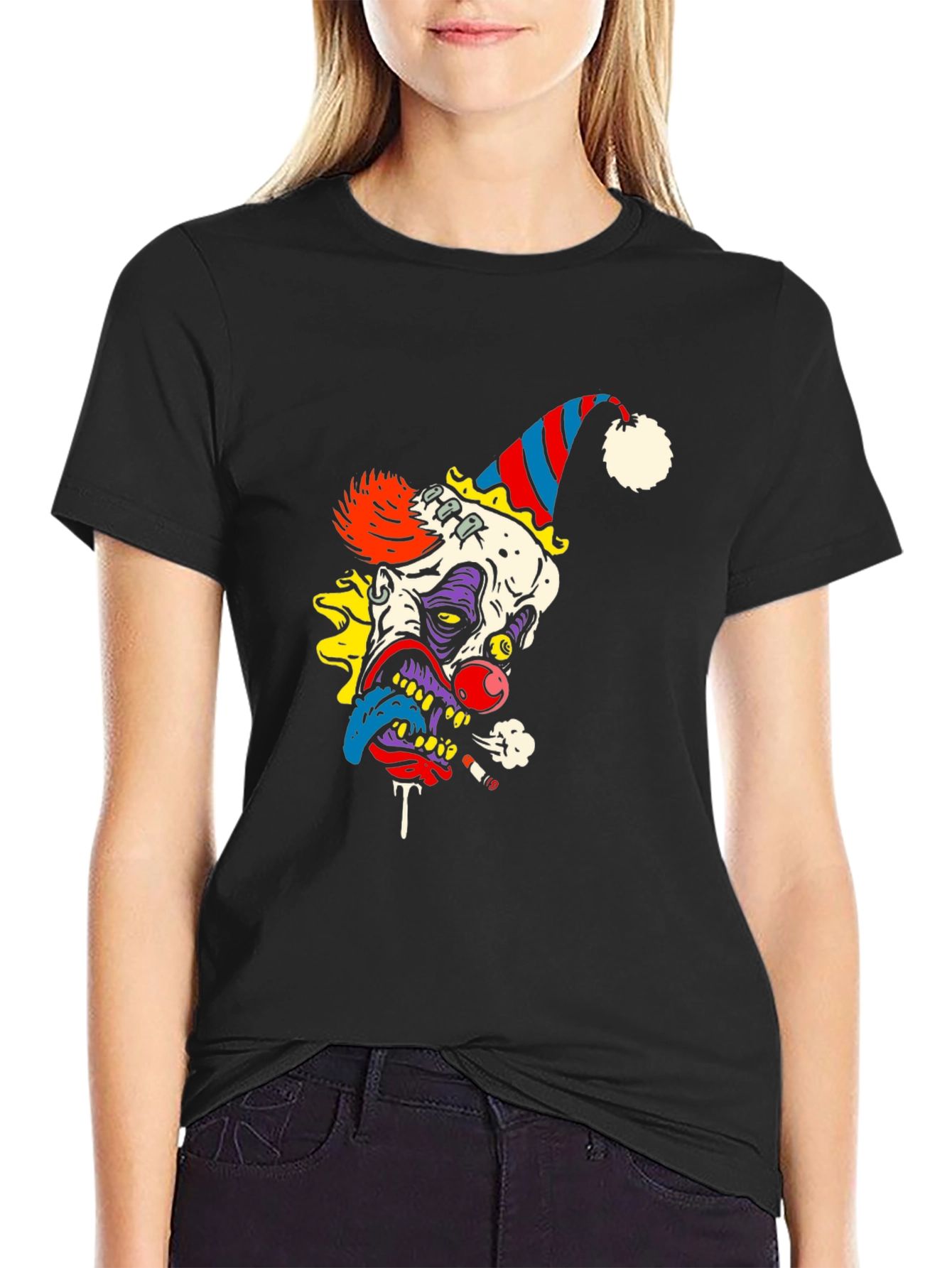 Creepy Clown Graphic Tee - Black Cotton Shirt