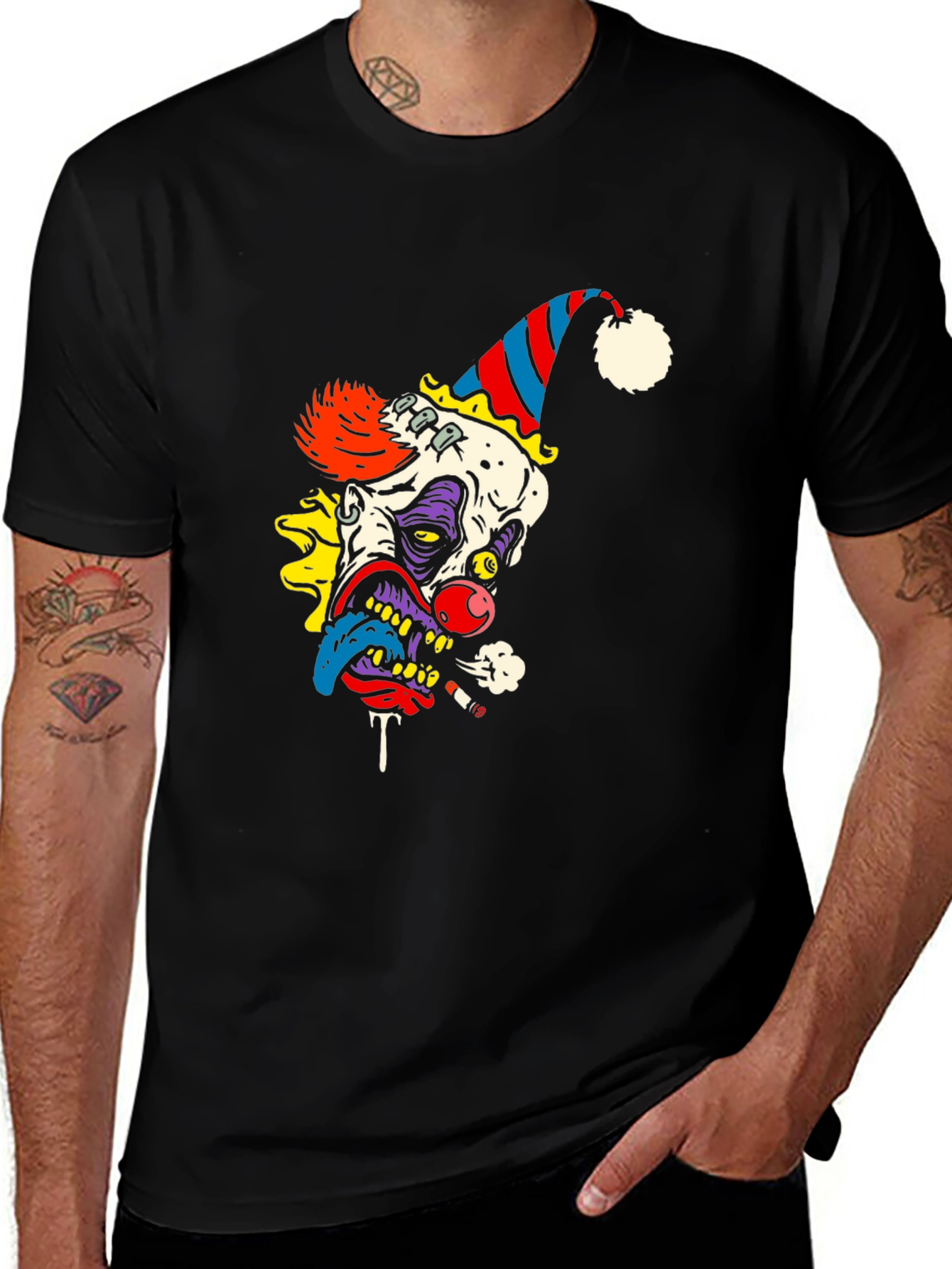 Creepy Clown Graphic Tee - Black Cotton Shirt