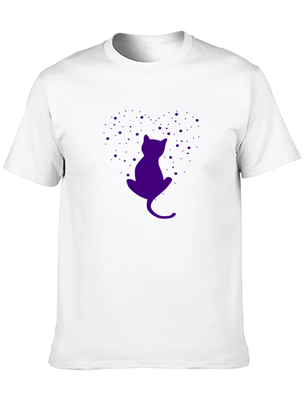 Purple Cat Silhouette Black T-Shirt
