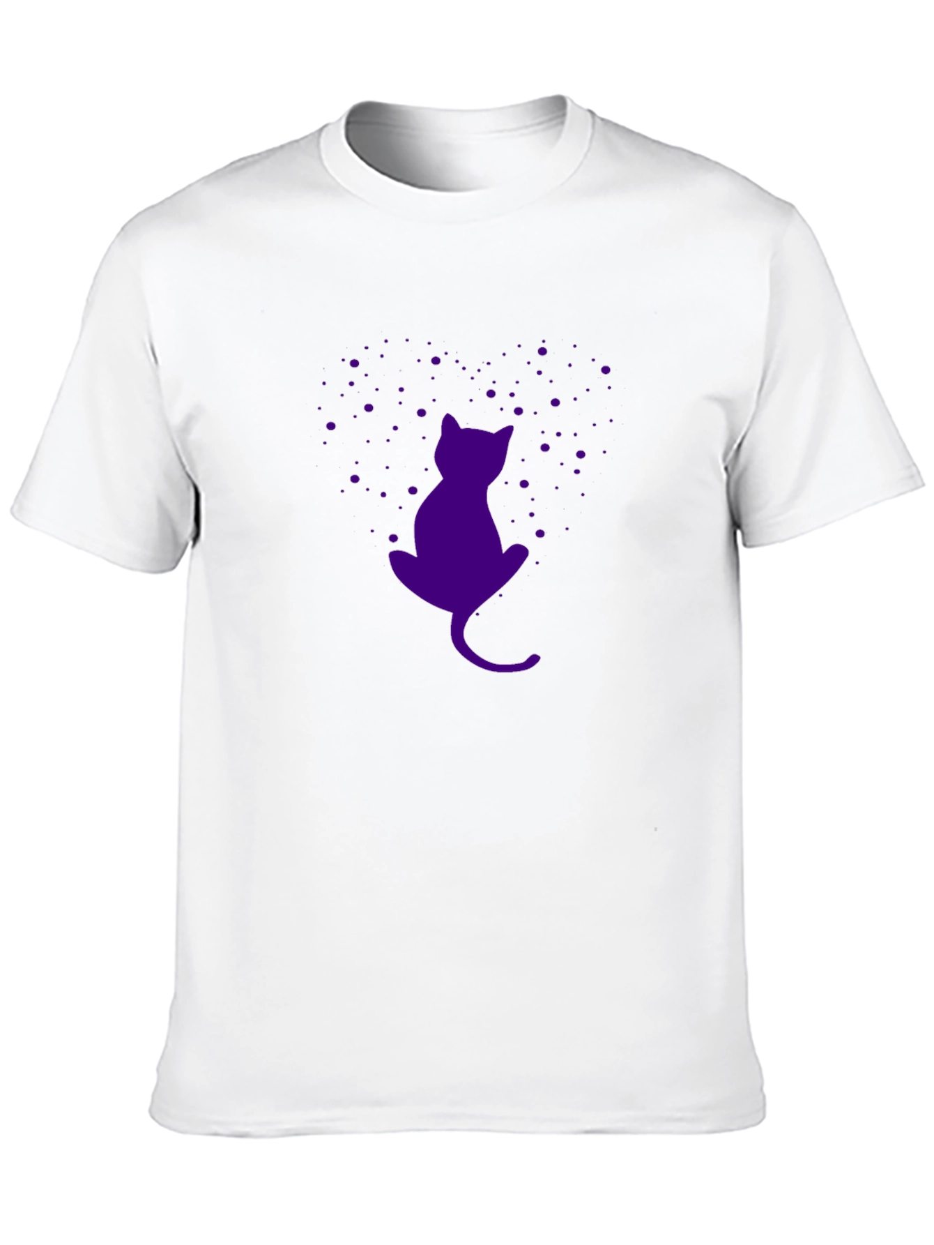 Purple Cat Silhouette Black T-Shirt