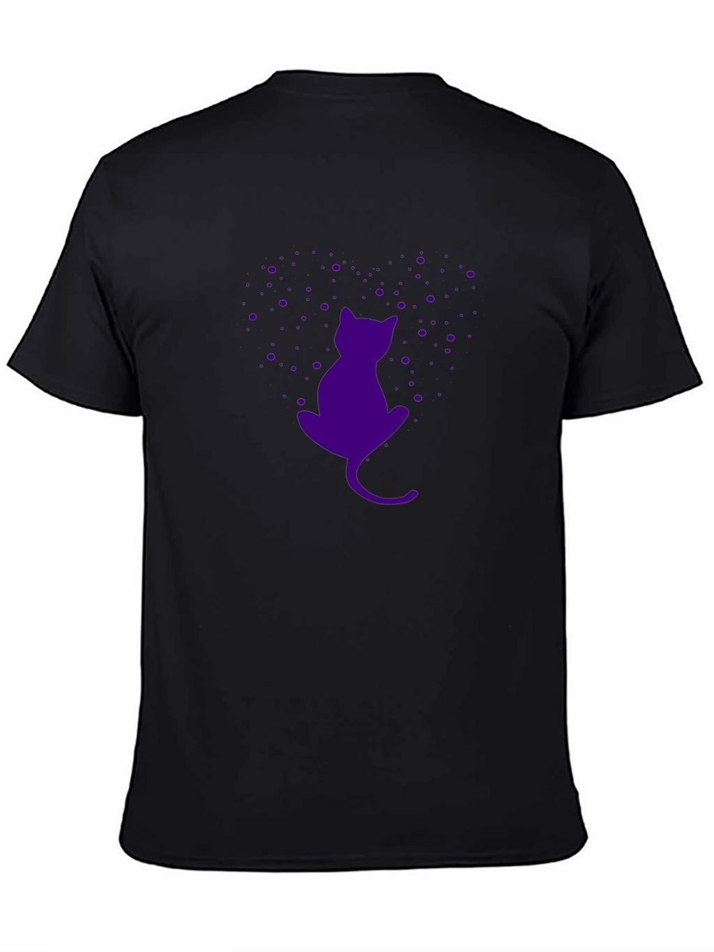 Purple Cat Silhouette Black T-Shirt