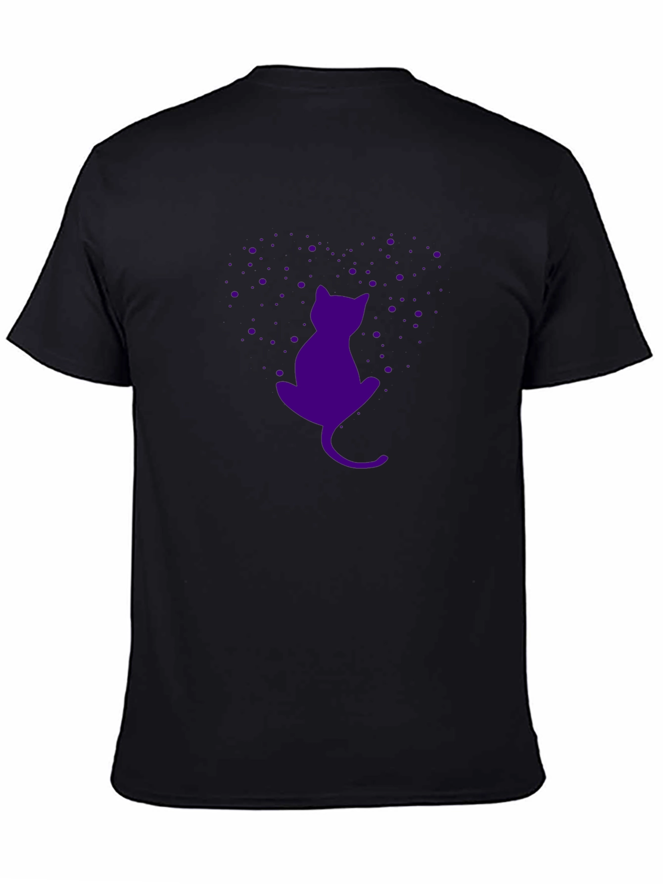 Purple Cat Silhouette Black T-Shirt