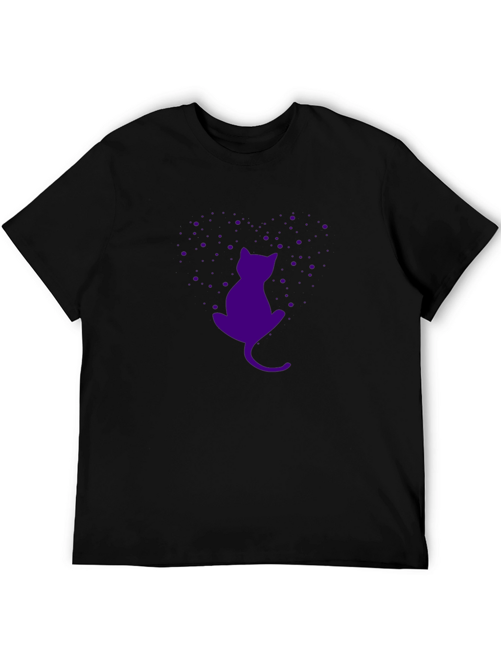Purple Cat Silhouette Black T-Shirt