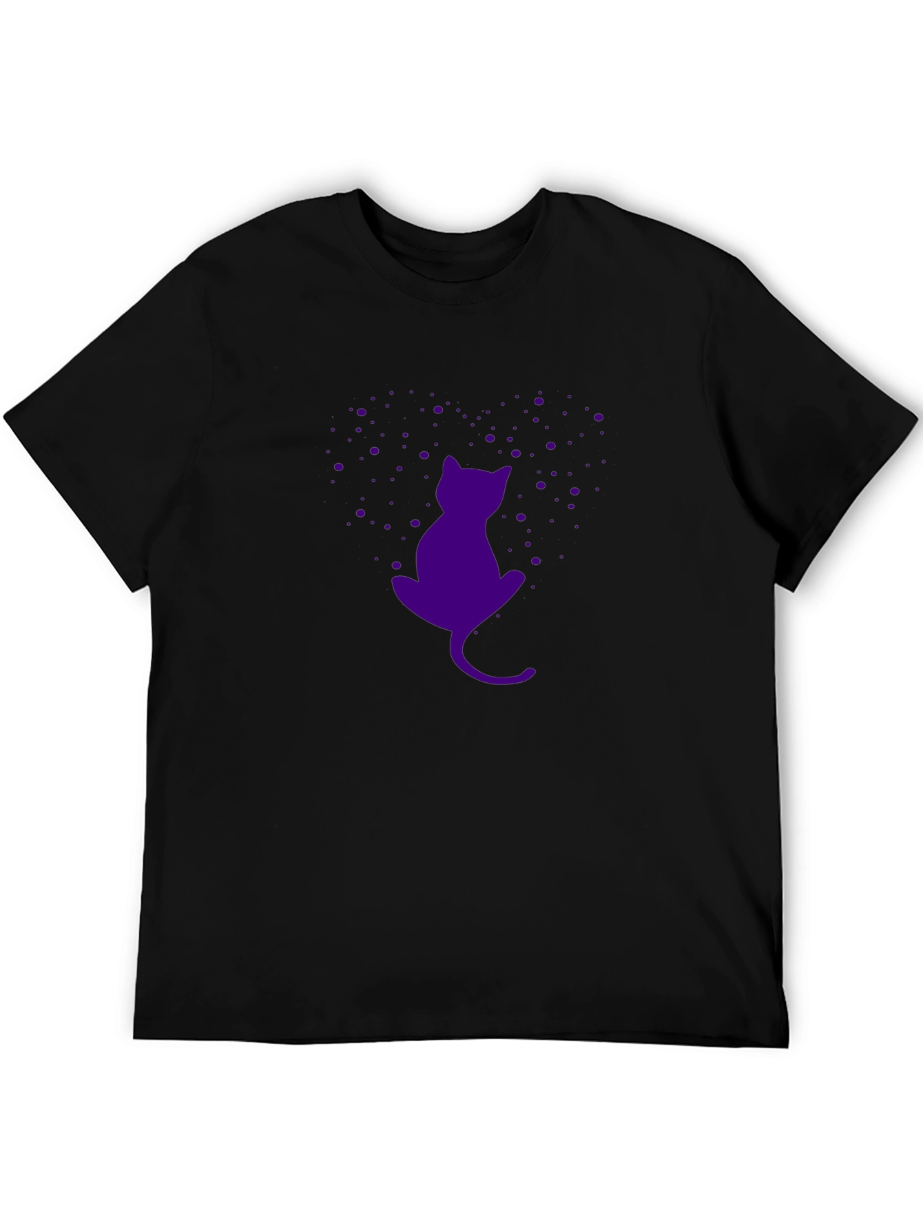 Purple Cat Silhouette Black T-Shirt
