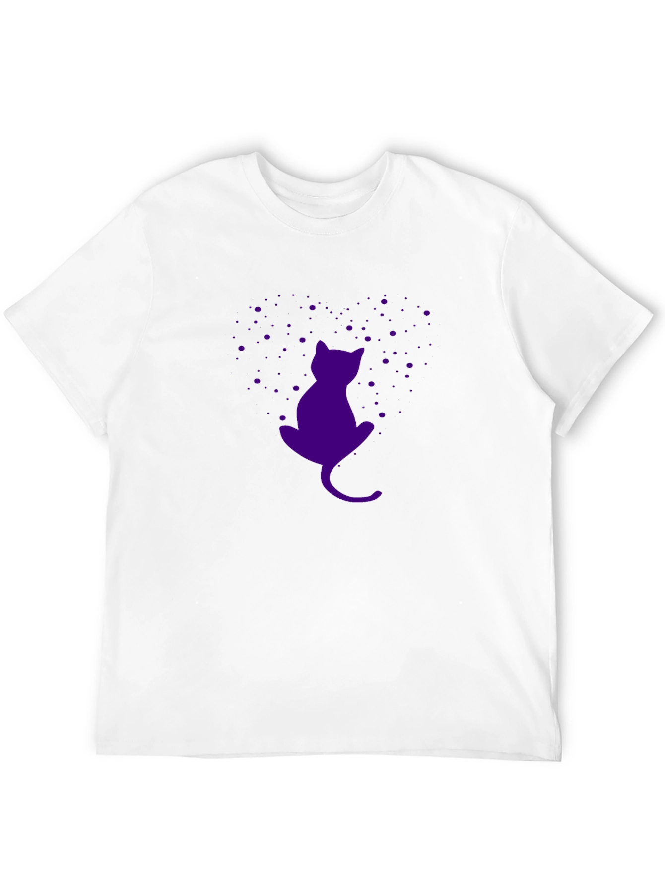 Purple Cat Silhouette Black T-Shirt