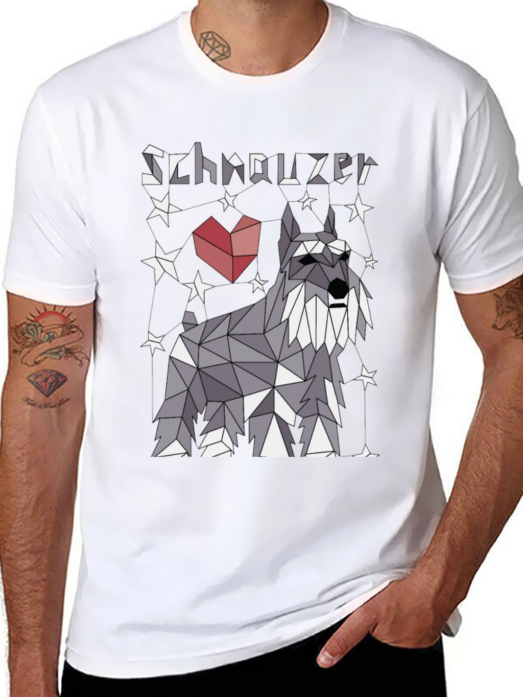 Geometric Schnauzer Dog T-Shirt - Stylish Pet Lover Tee