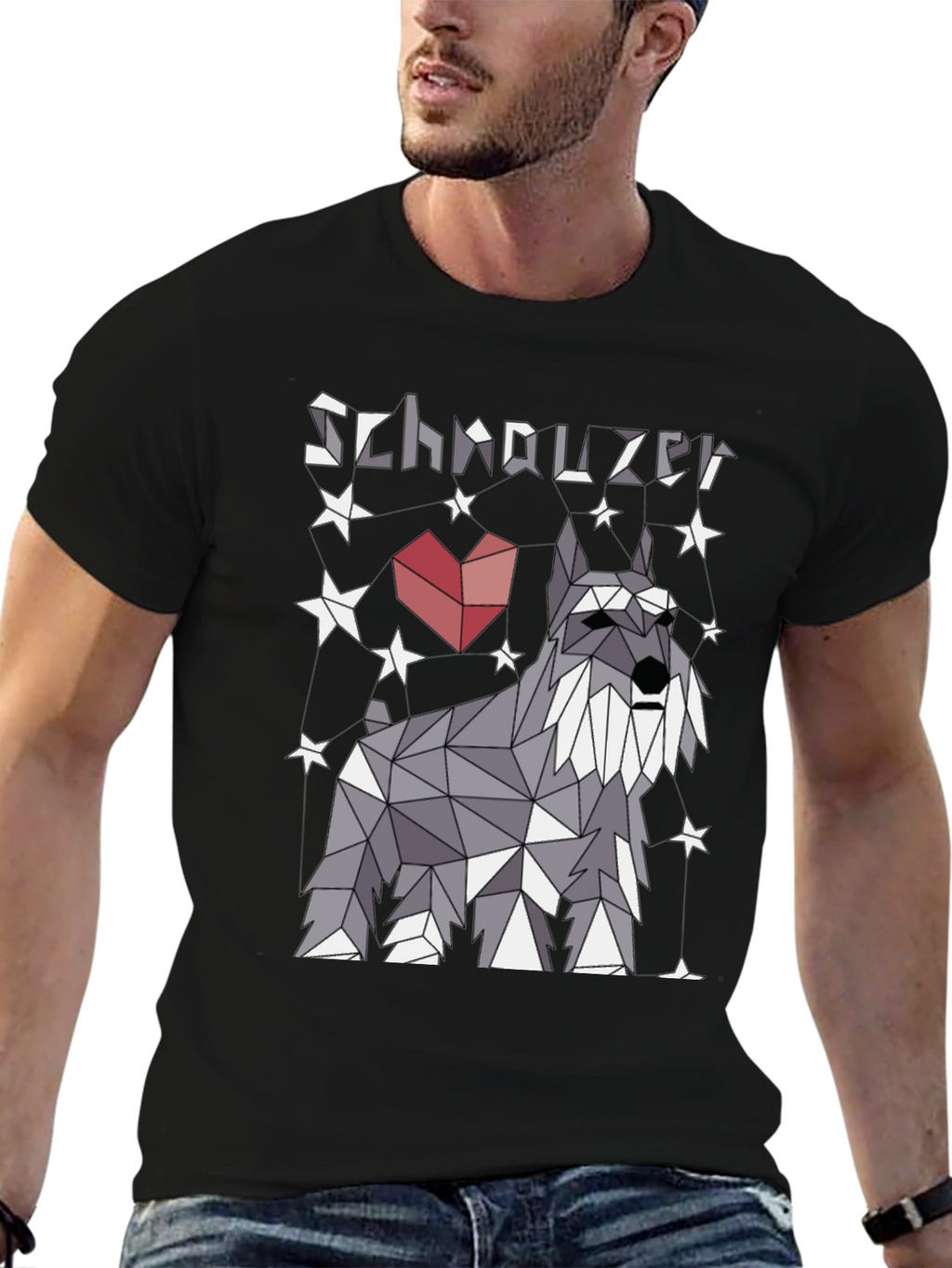 Geometric Schnauzer Dog T-Shirt - Stylish Pet Lover Tee