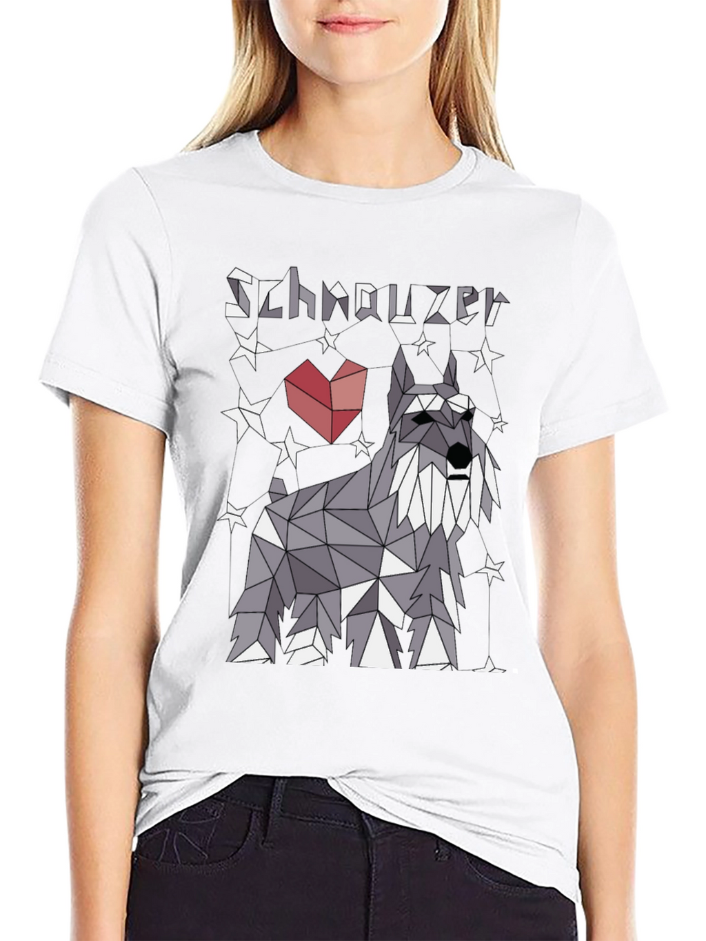 Geometric Schnauzer Dog T-Shirt - Stylish Pet Lover Tee