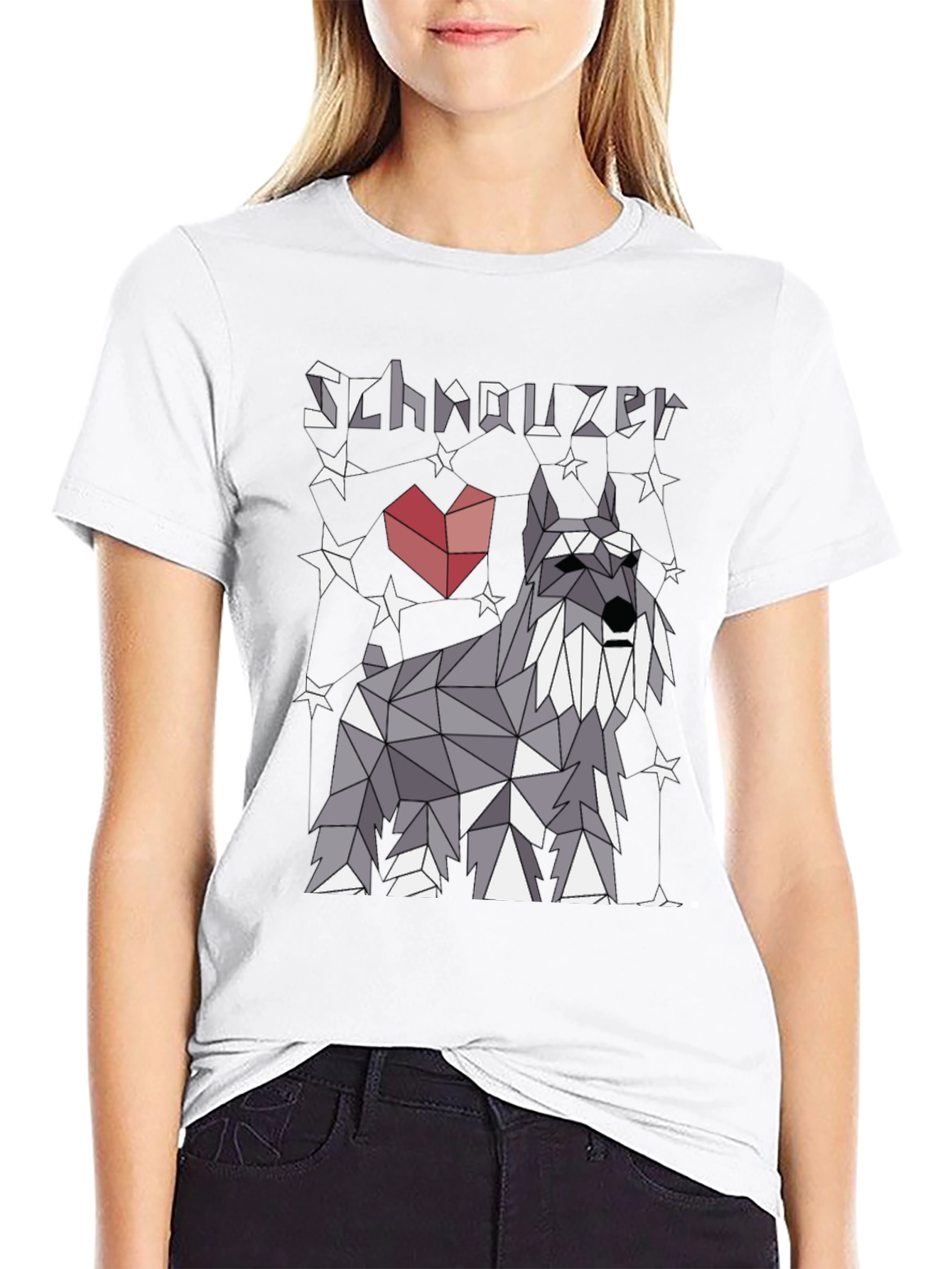 Geometric Schnauzer Dog T-Shirt - Stylish Pet Lover Tee