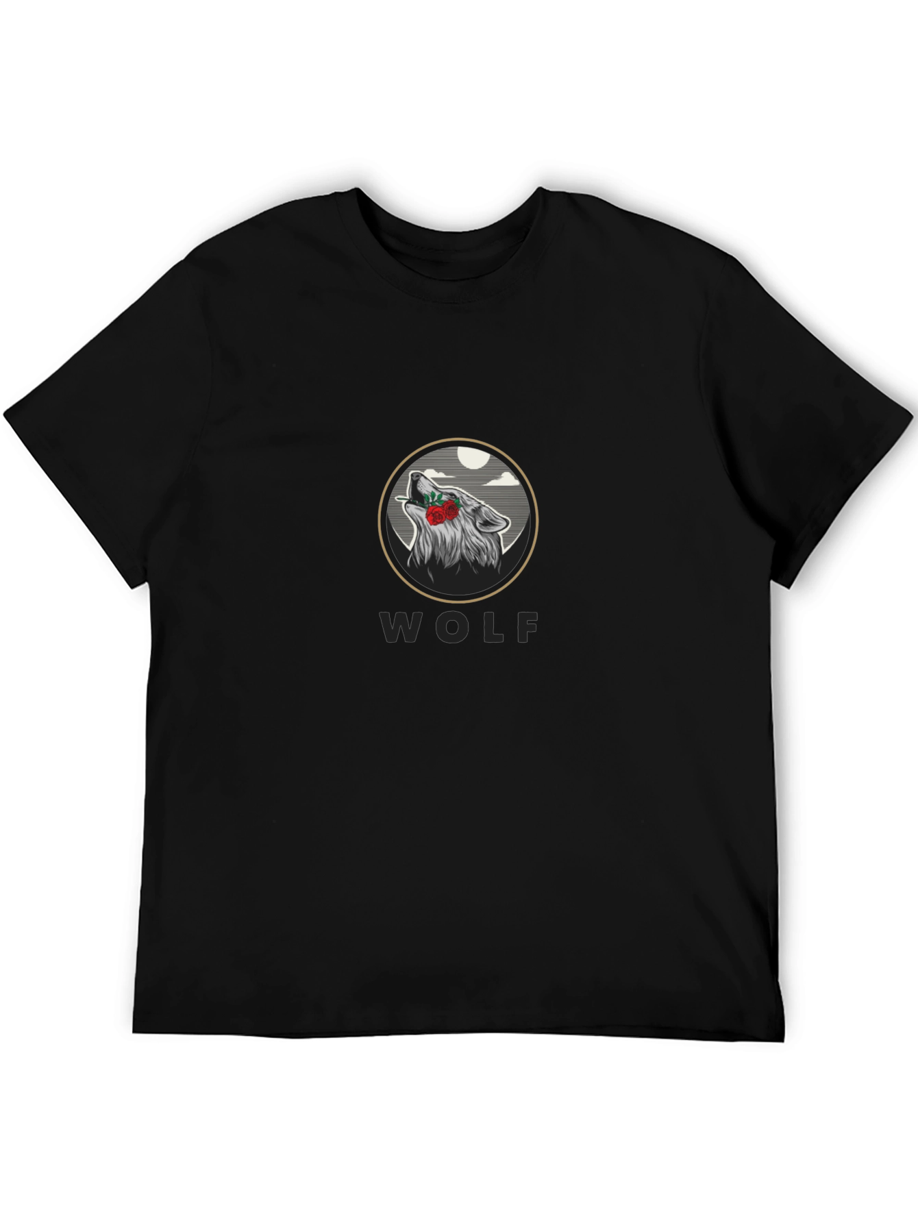 Wolf Rose Graphic Print T-Shirt - Stylish Casual Wear