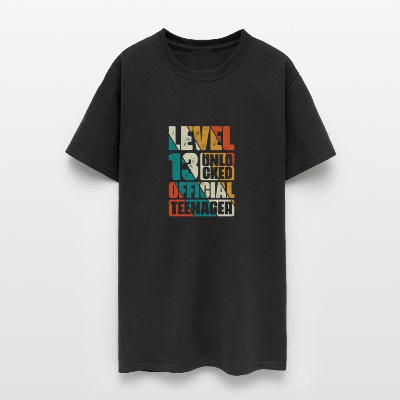 13th Birthday Shirt Level 13 Unlocked Retro