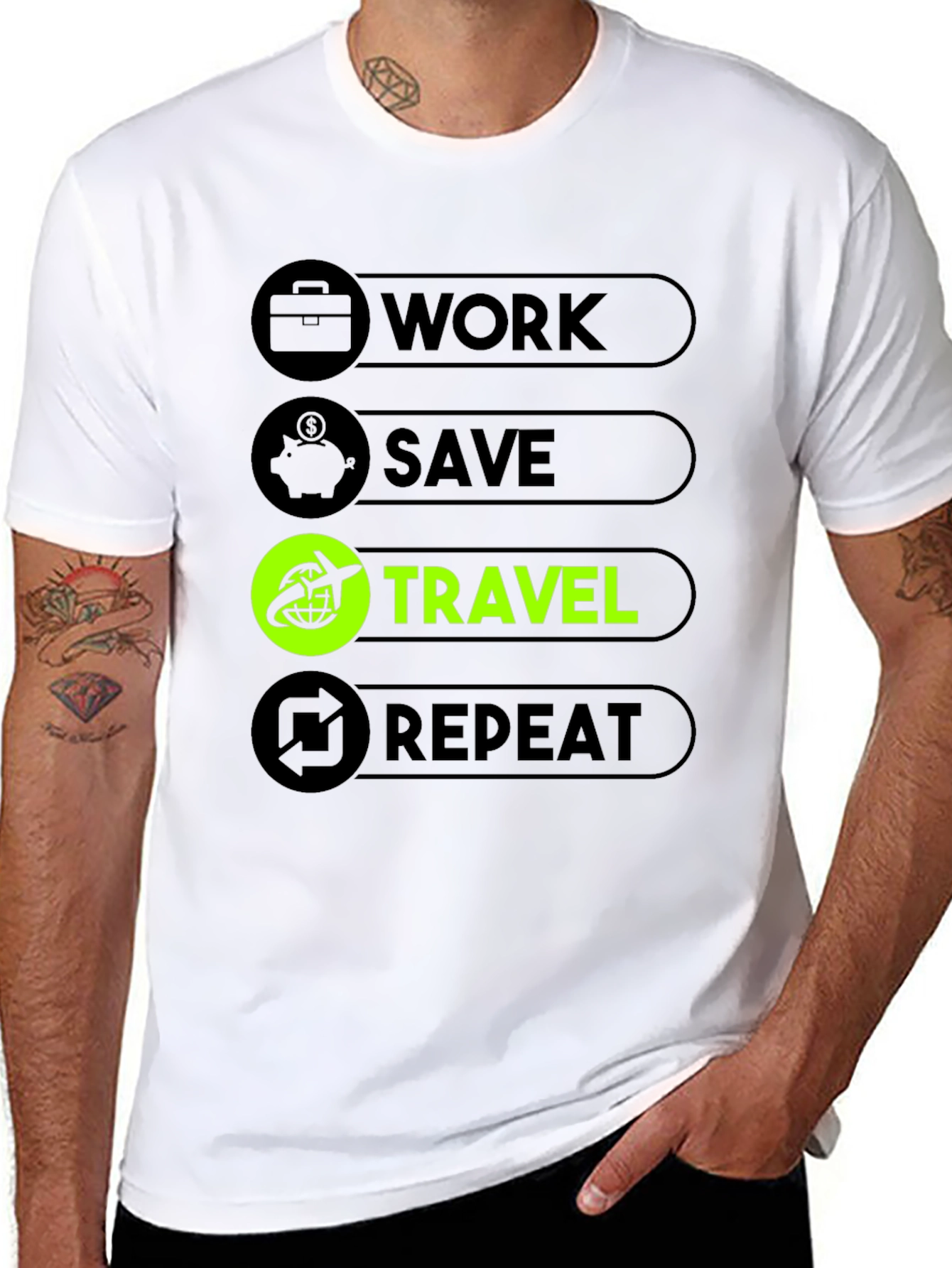 Work Save Travel Repeat Graphic Tee