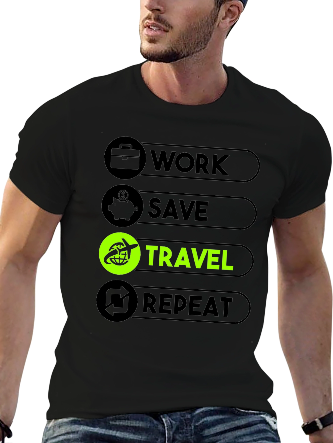 Work Save Travel Repeat Graphic Tee