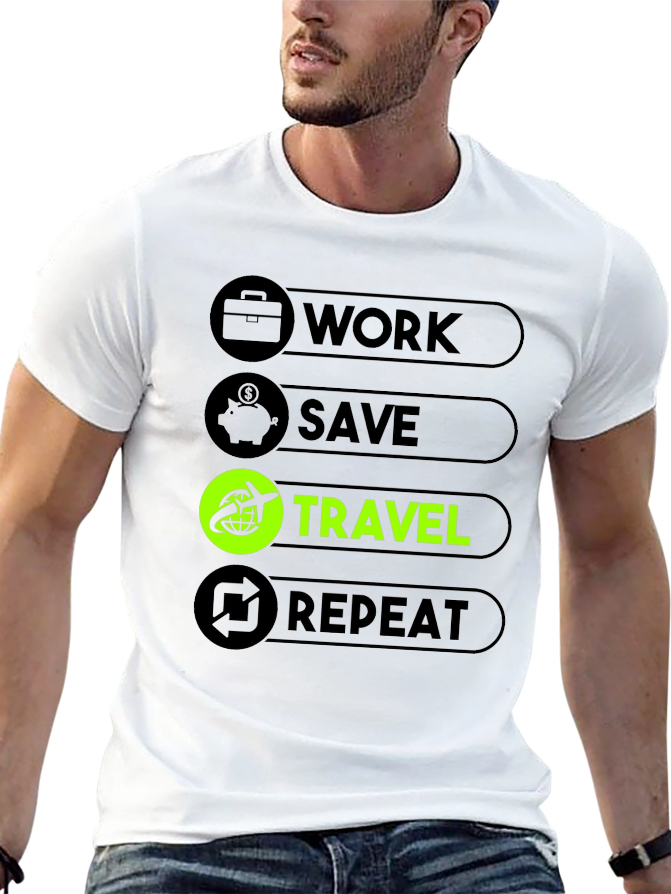 Work Save Travel Repeat Graphic Tee
