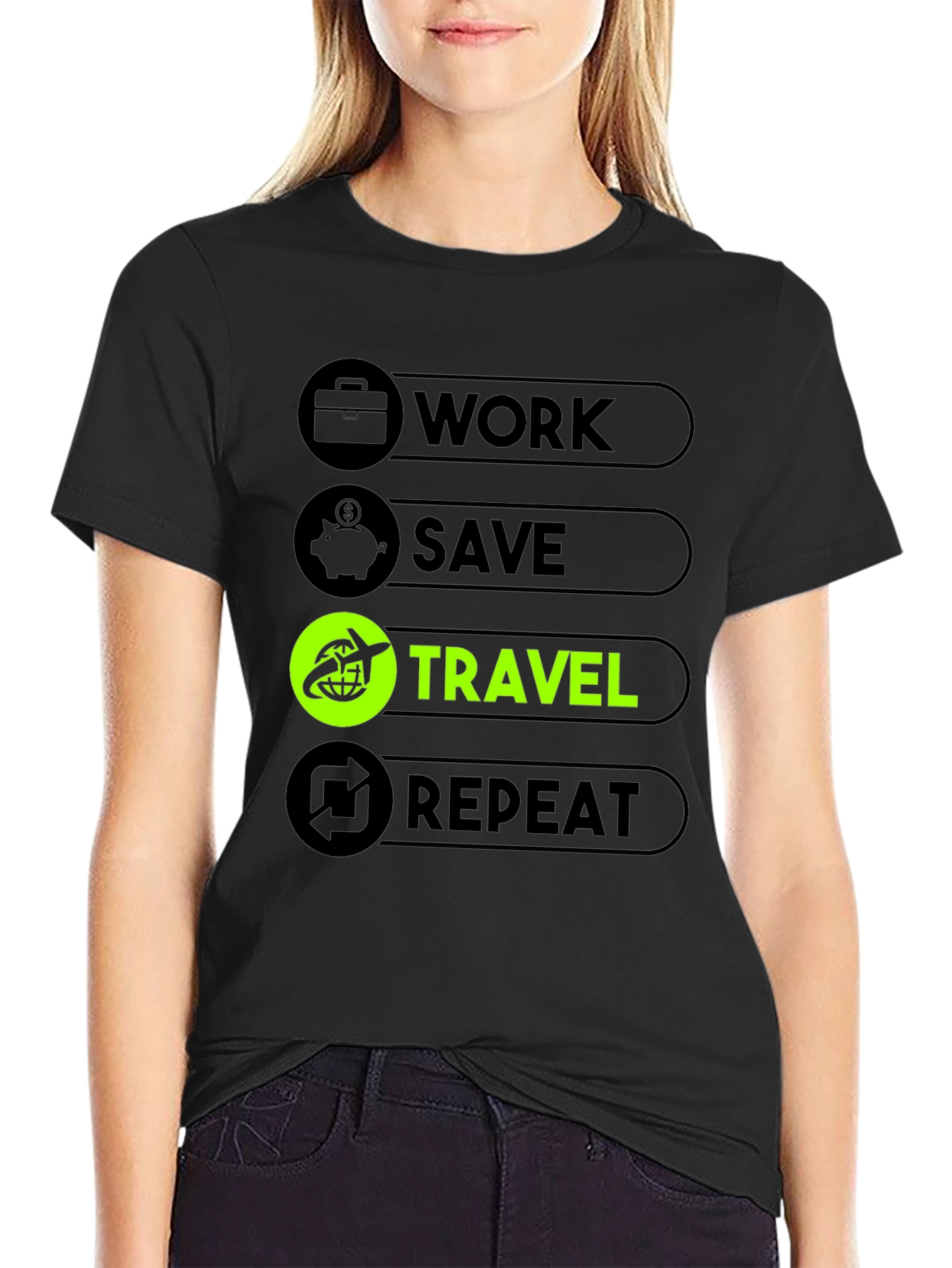 Work Save Travel Repeat Graphic Tee