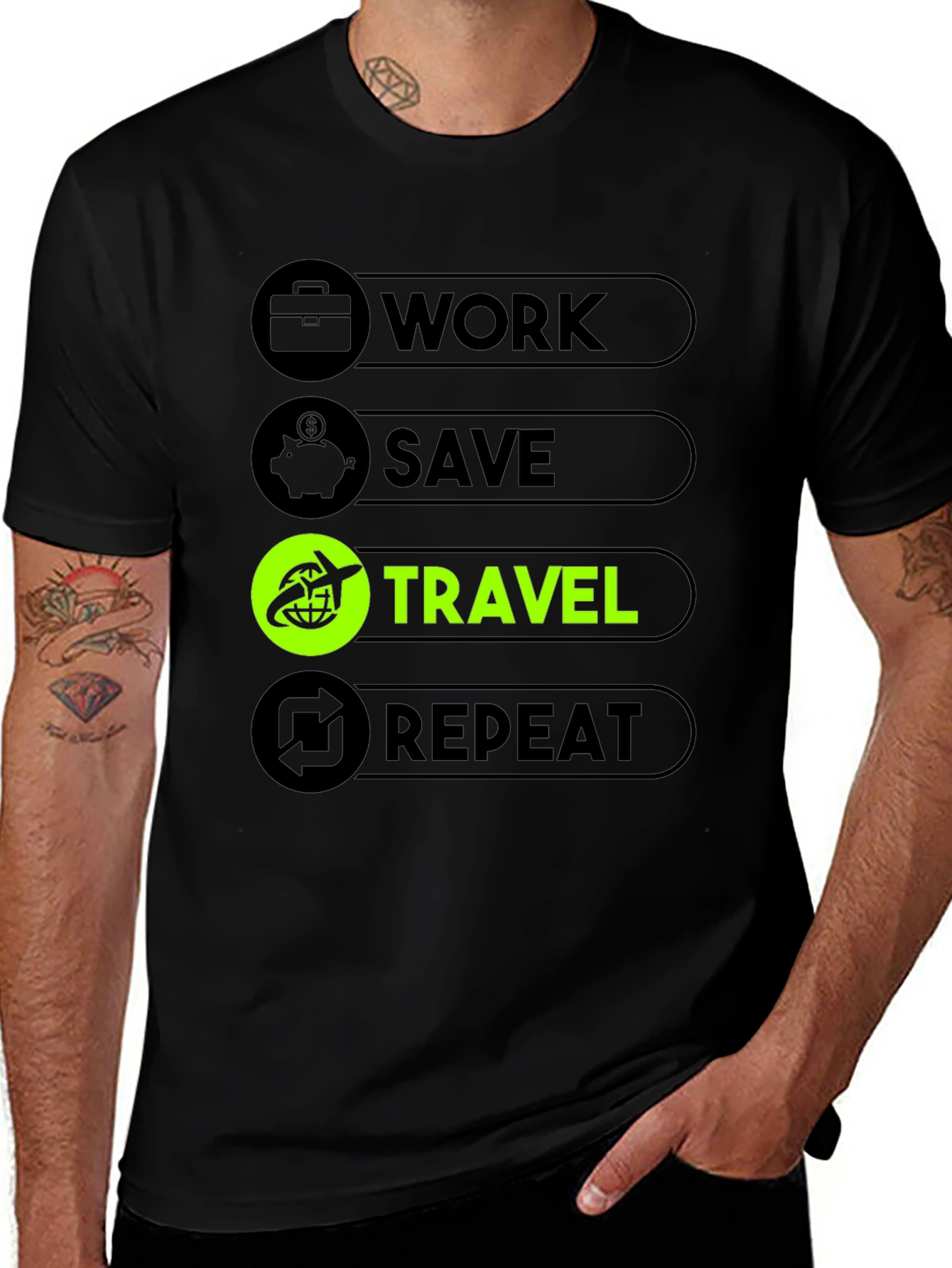 Work Save Travel Repeat Graphic Tee