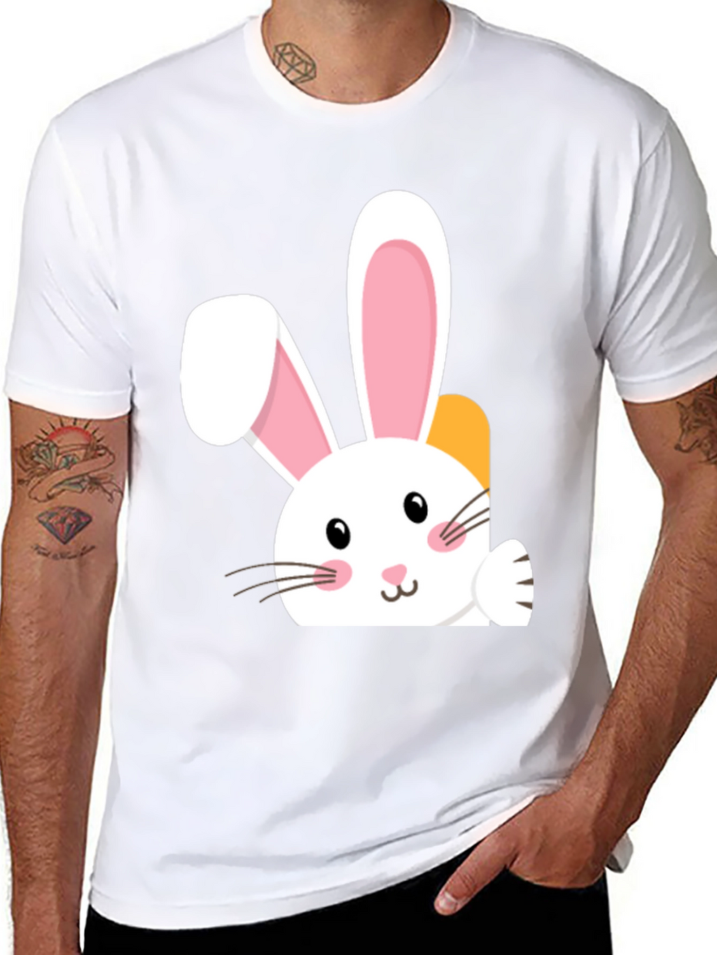 Cute Easter Bunny Black T-Shirt